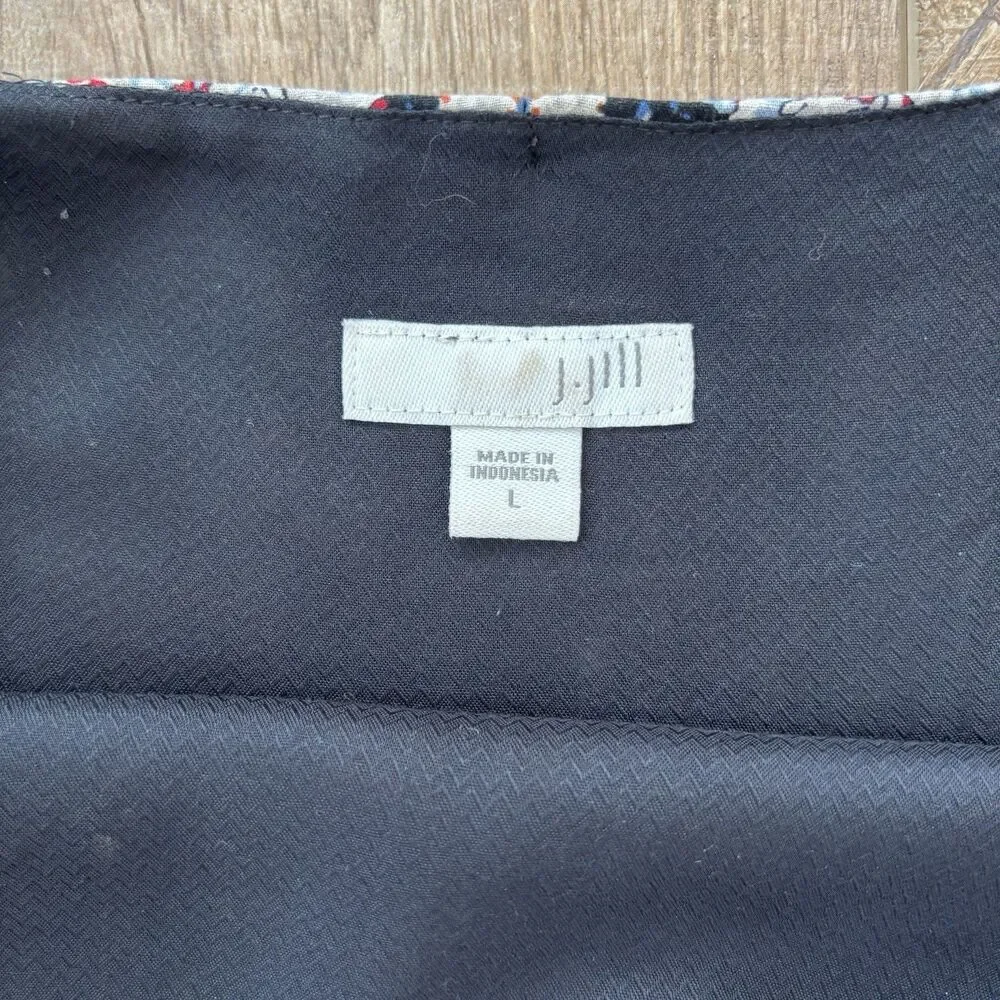 J Jill Womens Black Floral Paisley Dress Size L Shift Lined Lightweight Summer - Picture 5 of 13